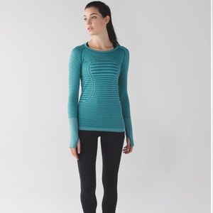 NEW Lululemon Swiftly Tech LS *SE Teal Stripe